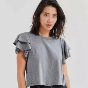 Urban Outfitters Kimchi Blue Odette Ruffled Crop Top Grey Small
